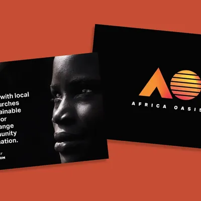 Africa Oasis cards on an orange background