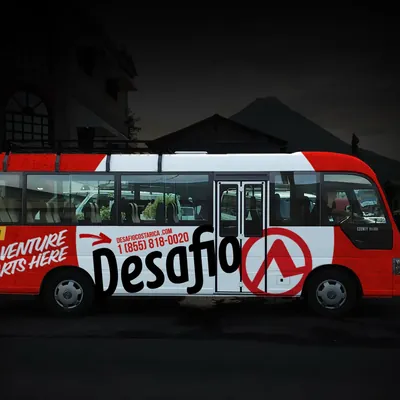Desafio bus with Adventure Starts Here graphics