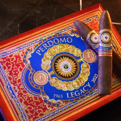 Perdomo Legacy 1965 2025 cigar box with two cigars