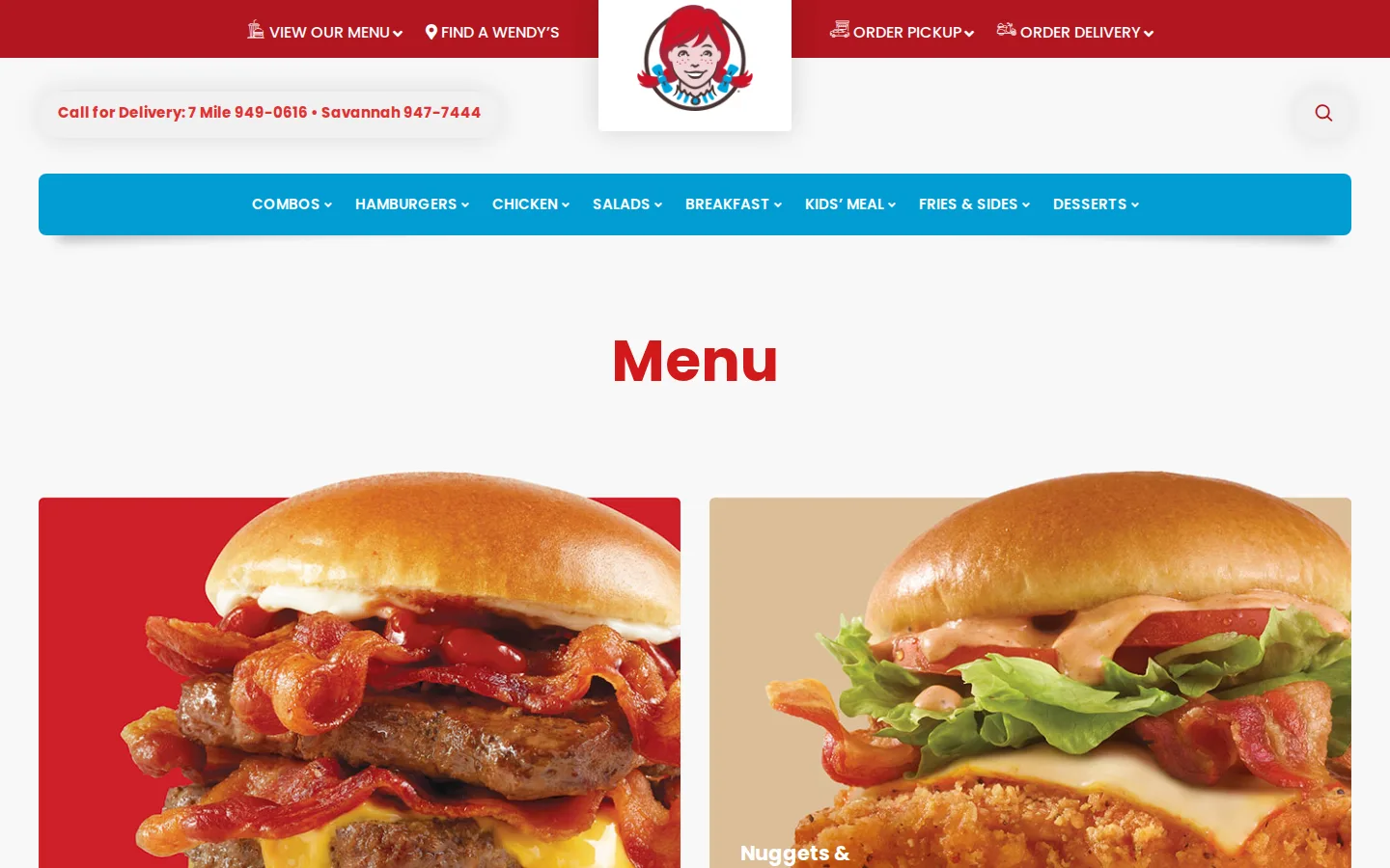 Screenshot of Wendy's Cayman QR menu